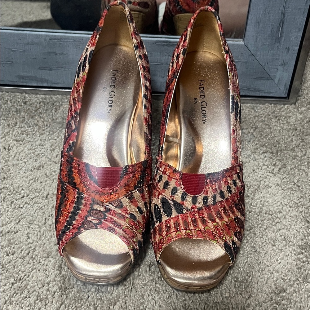 Faded Glory Women's Multicolor Peep Toe Heels